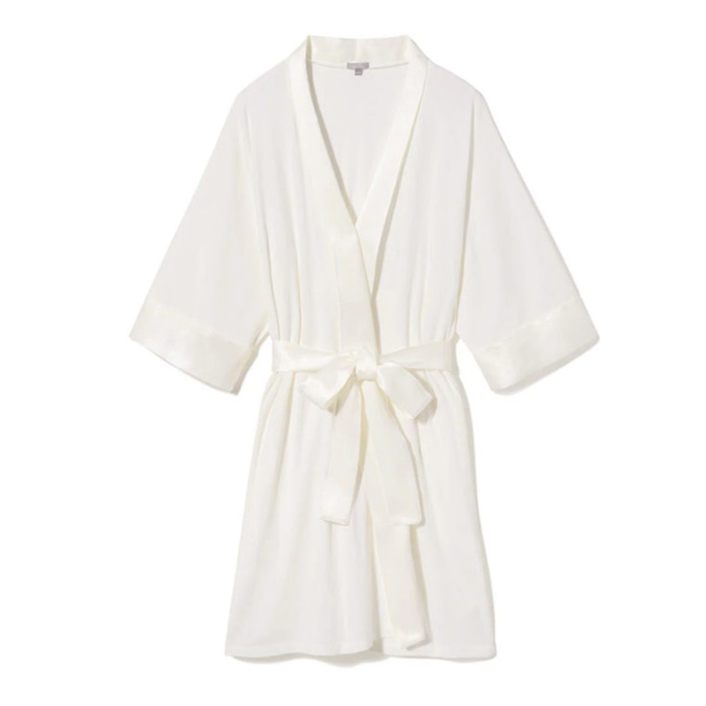 PJ Harlow Shala knit satin trim short robe